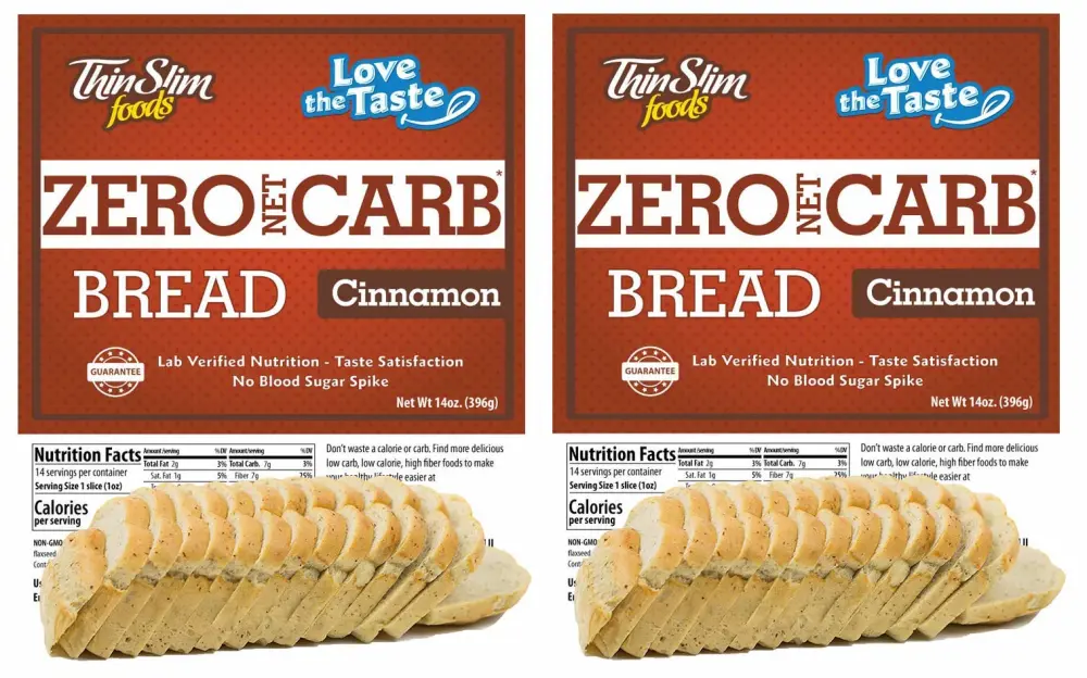 ThinSlim Foods Zero Net Carb Keto Bread | Low Carb Bread | Cinnamon (Pack of 2)