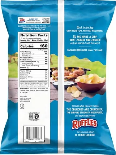 Ruffles Potato Chips Original Party Size Bag, Cheddar Cheese, 13 Ounce