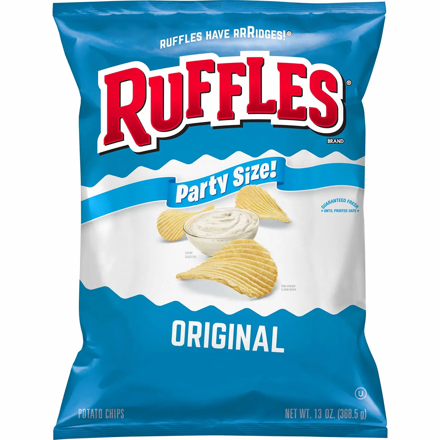 Ruffles Potato Chips Original Party Size Bag, Cheddar Cheese, 13 Ounce