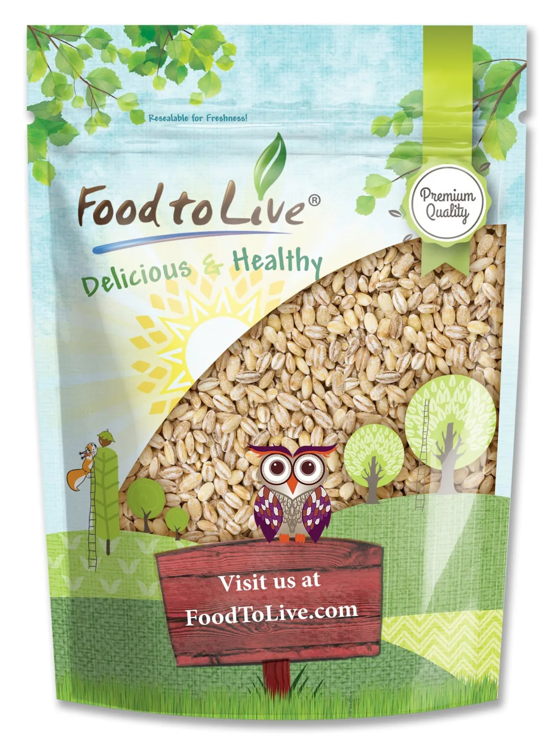 Food to Live - Pearl Barley, 2 Pounds Processed Hulled Barley, Cereal Grain, Kosher, Vegan, Bulk. Cooks Faster than Hulled Barley. High in Fiber. Great for Soups, Risottos. Product of the USA