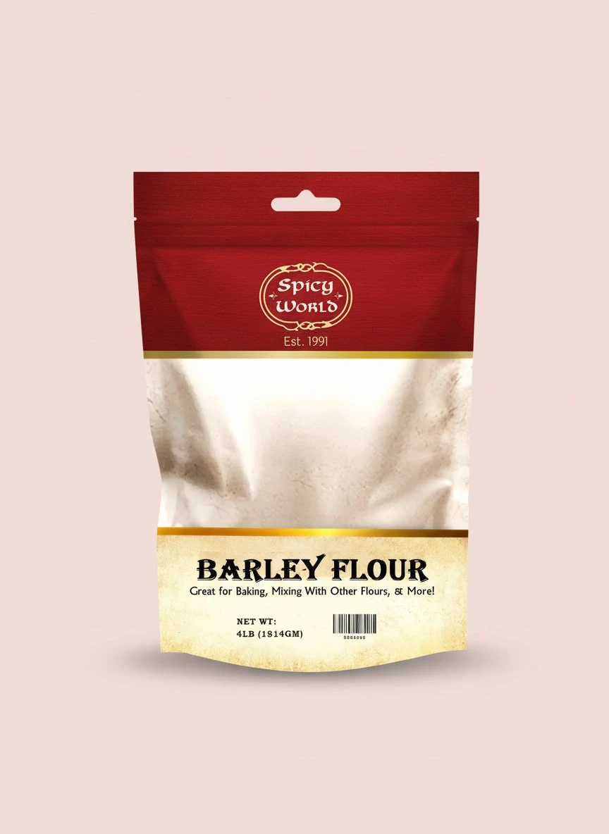 Spicy World Barley Flour - 4 lb (64oz) Bag | All-Natural, Raw, USA Grown | Versatile Barley Grain for Baking, Cooking, and More | Rich Source of Fiber