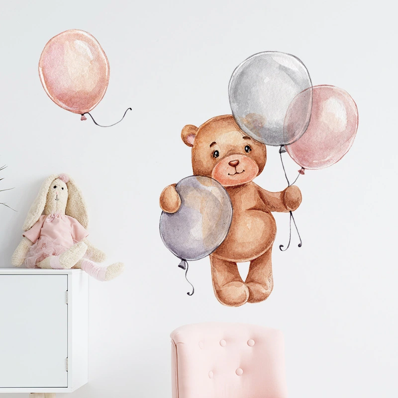 Children's Creative Balloon Bear Self-adhesive Wall Stickers