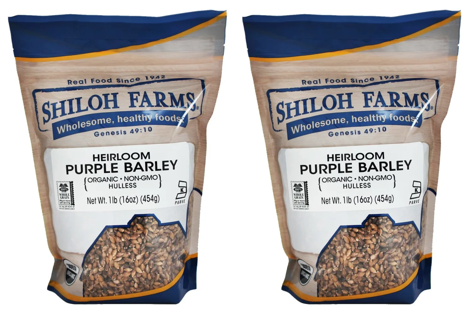 Shiloh Farms Heirloom Organic Hulless Purple Barley - Whole Grain - 16 Ounce Bag (Pack of 2) - ONE OF THE MOST NUTRITIOUS GRAINS ON EARTH!