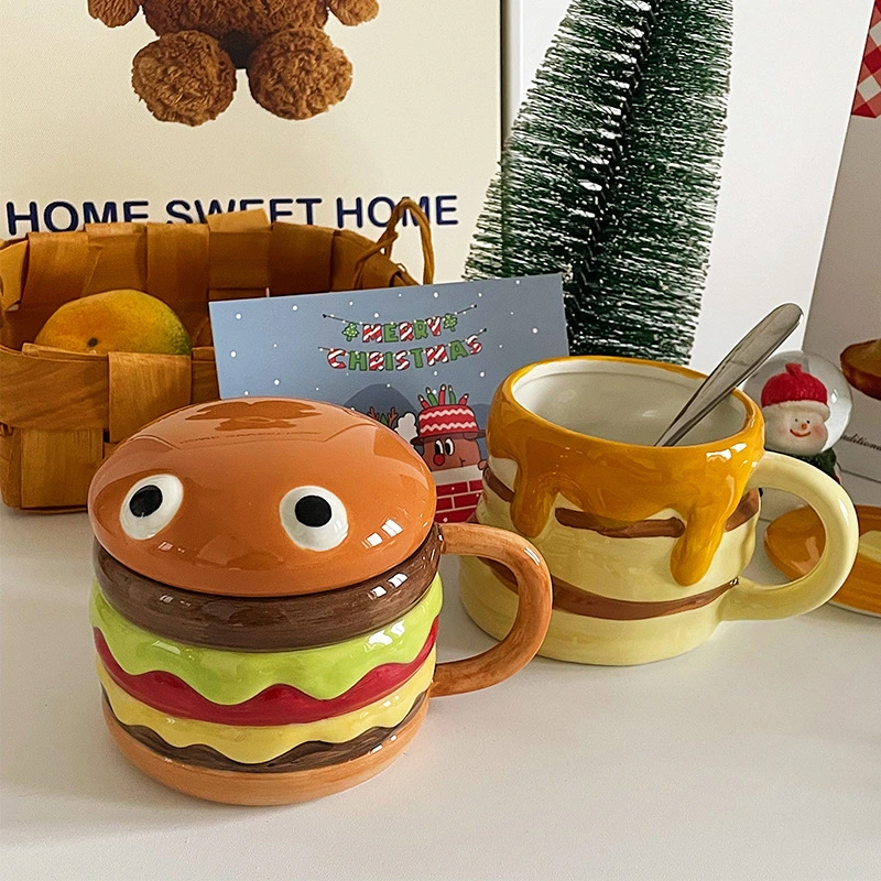 Creative Hamburger Water Cup Cute With Lid