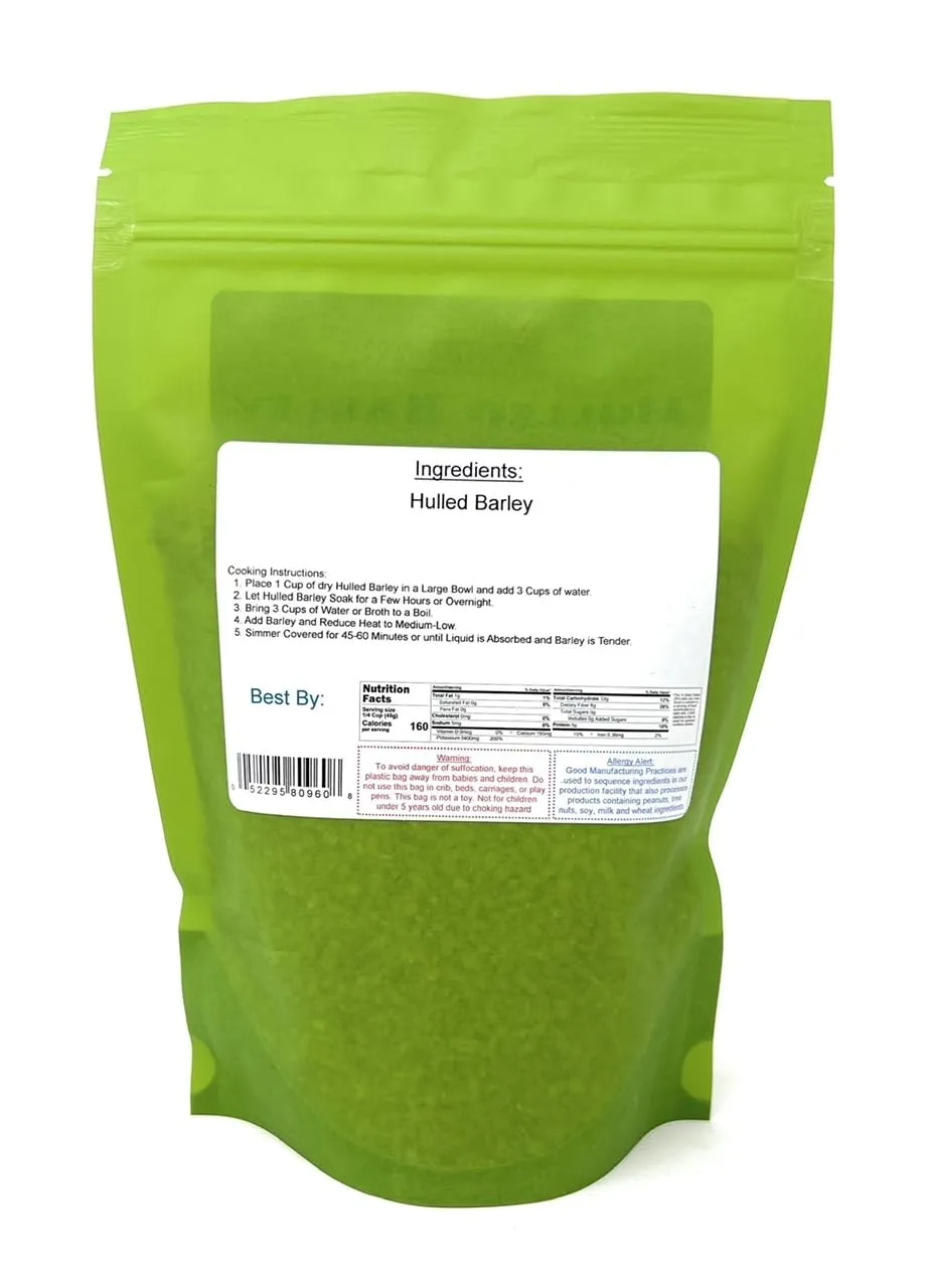 Hulled Barley, Yankee Traders Brand - 1 Pound, Resealable Bag