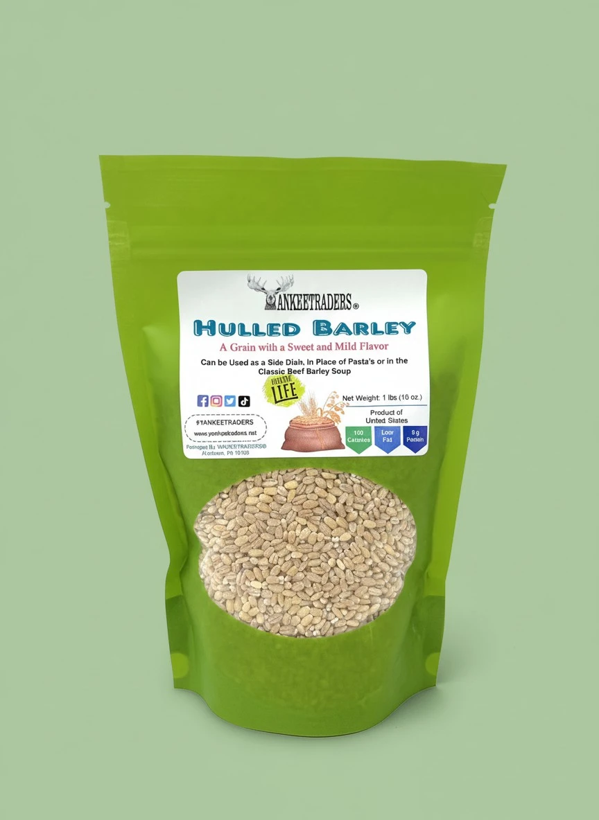 Hulled Barley, Yankee Traders Brand - 1 Pound, Resealable Bag