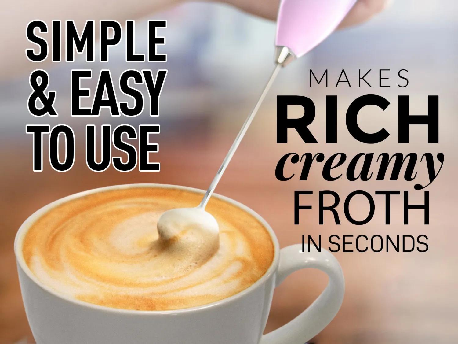 Zulay Powerful Milk Frother for Coffee with Powerful Motor - Handheld Frother Electric Whisk, Milk Foamer, Mini Mixer and Coffee Blender Frother for Latte, Matcha, No Stand - Lavender Blush