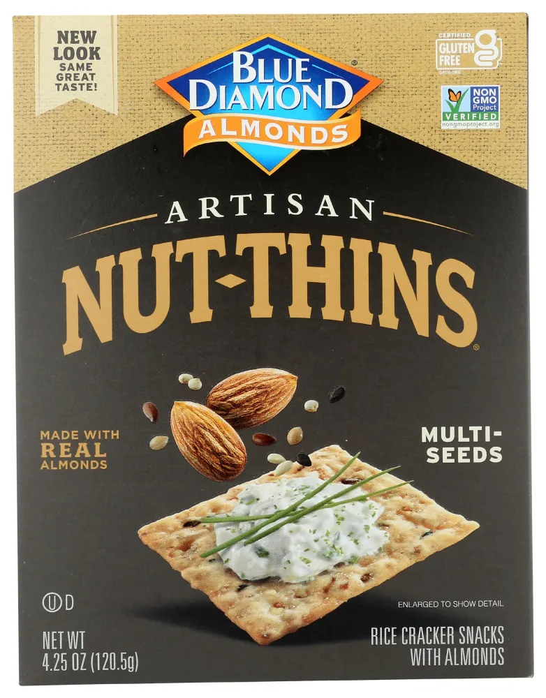 Blue Diamond Gluten Free Nut Thin Cracker Crisps, Multiseed, 4.25 Iybce