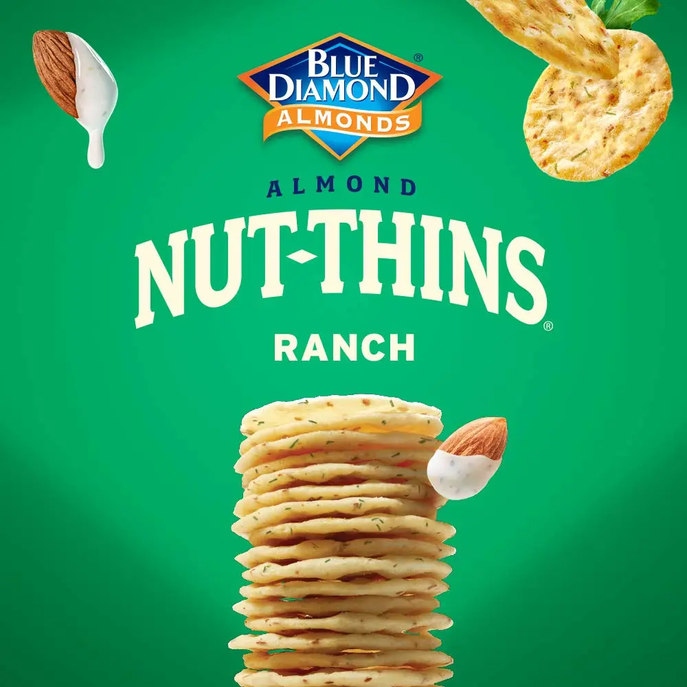 Blue Diamond Almonds Gluten Free Almond Nut-Thins Cracker Crisps, Country Ranch, 4.25 Ounce (Pack of 12)