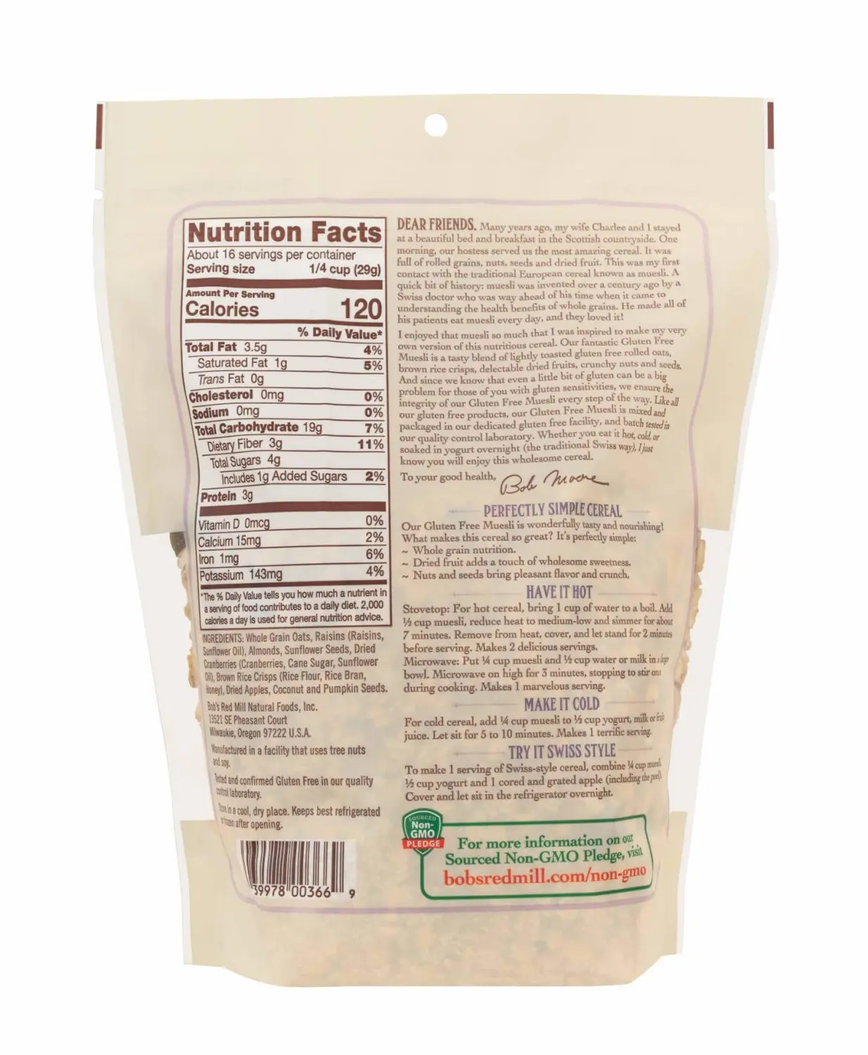 Bob's Red Mill Gluten Free Muesli Cereal, 16-ounce