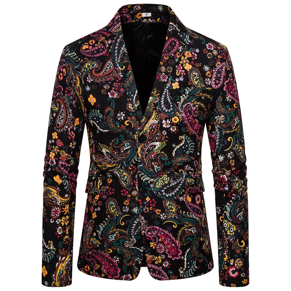 Mid-Dongfeng Men's Fashion Tailored Printed Cotton And Linen Suit