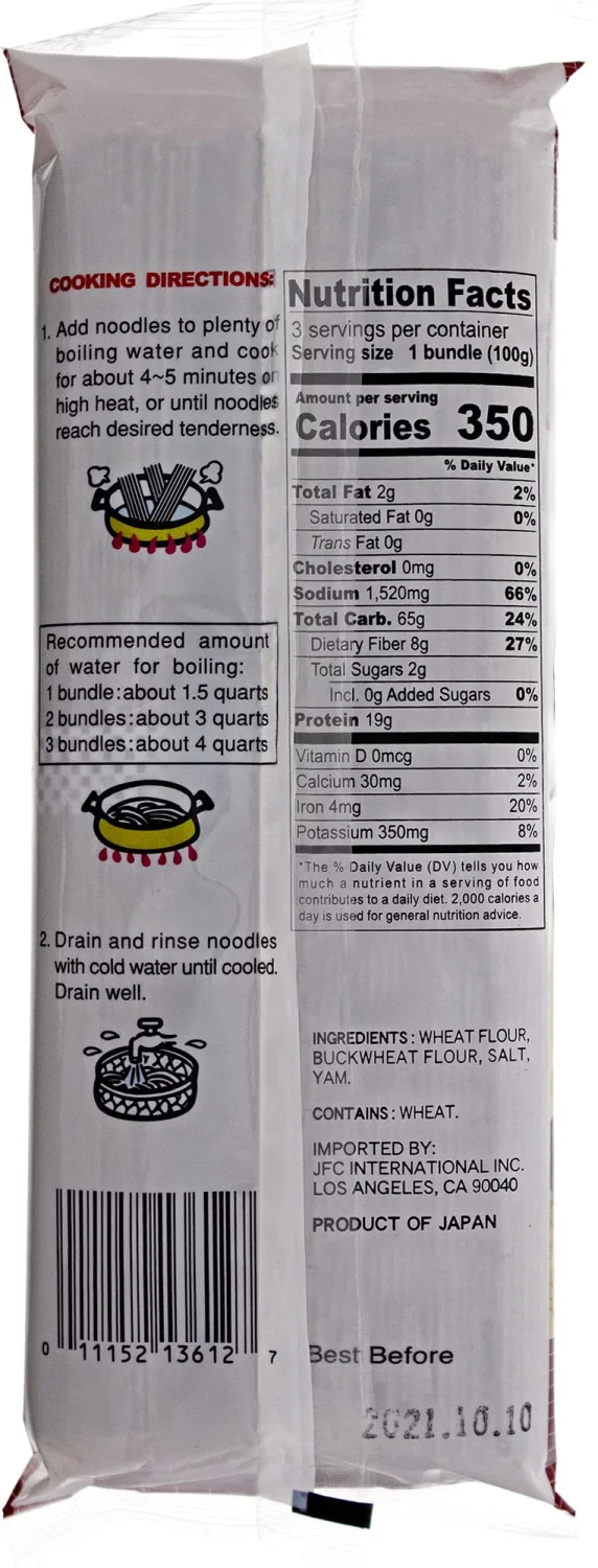 JFC Buckwheat Noodles, Japanese, Yamaimo Soba with Yam, 10.58-Ounce (Pack of 6)