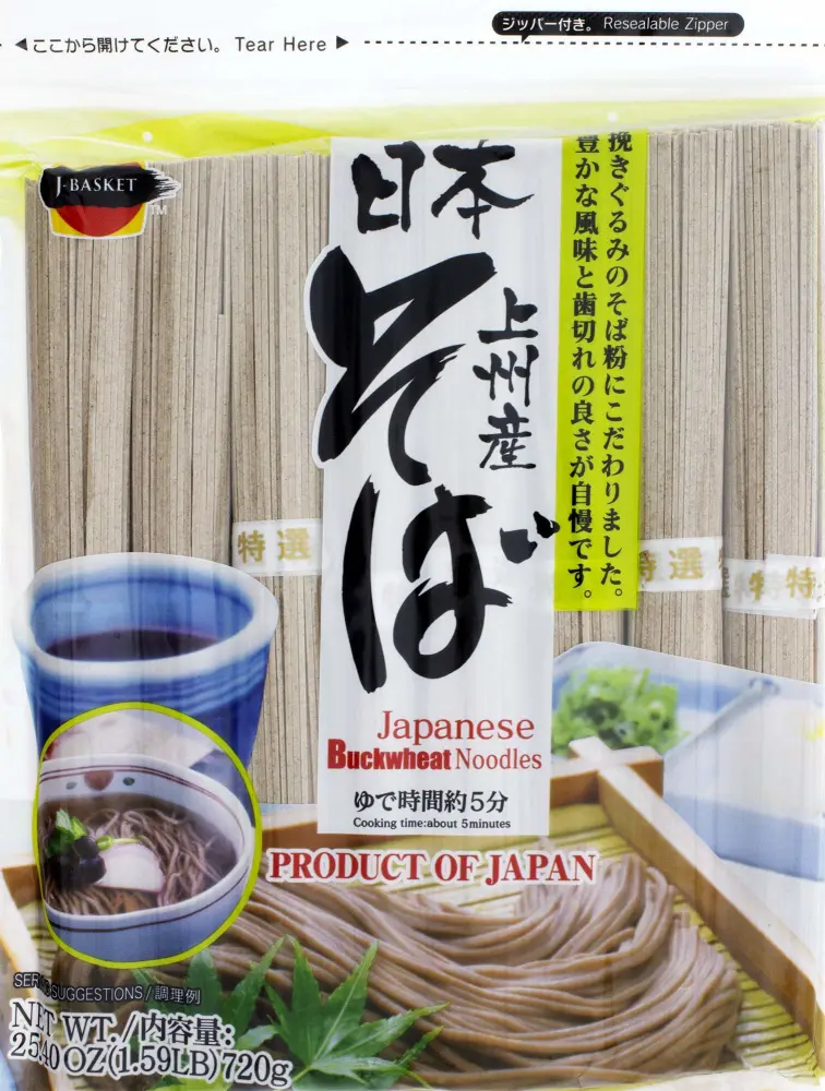 J-Basket Dried Buckwheat Soba Noodles, 25.40 Ounce - PACK OF 4