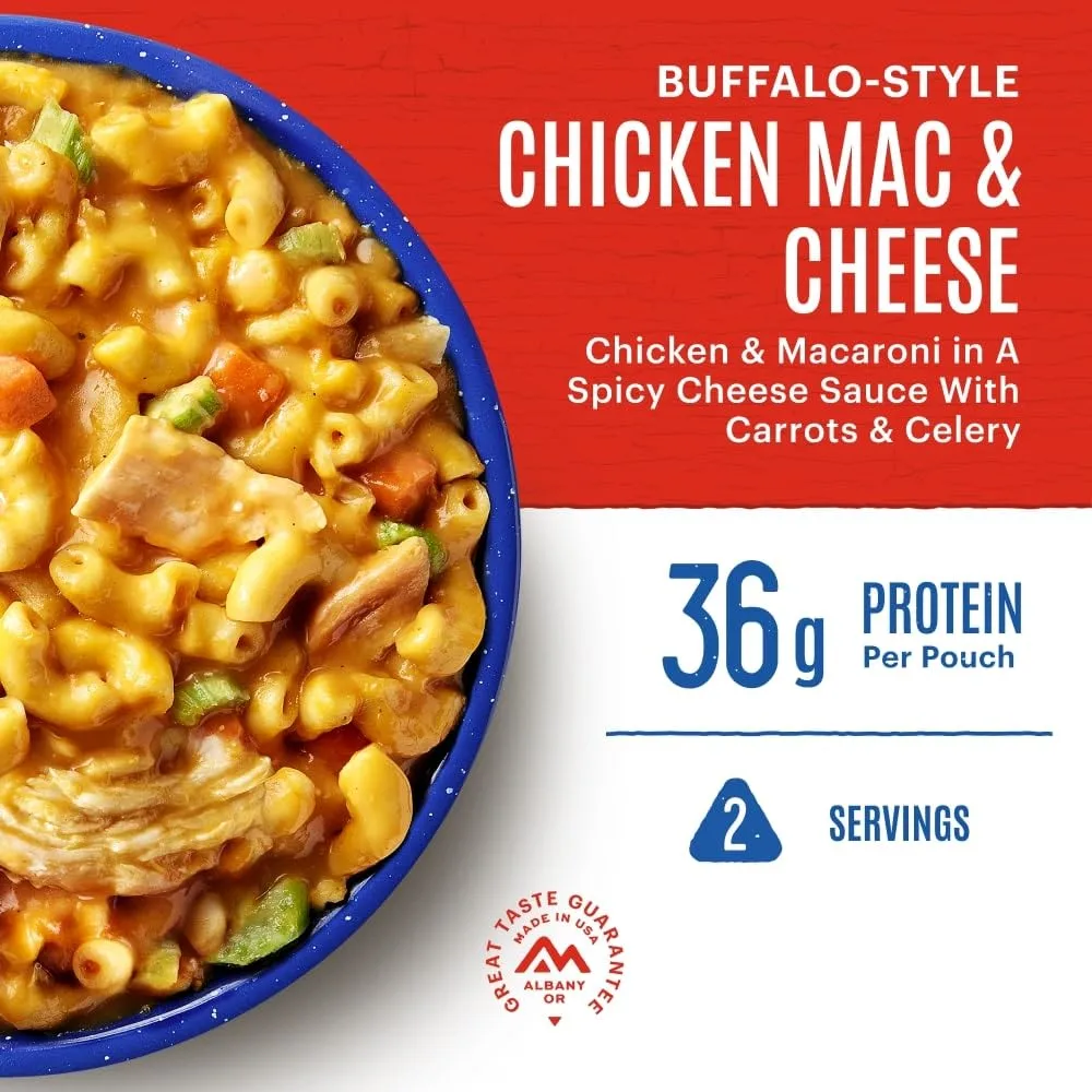 Mountain House Buffalo Style Chicken Mac & Cheese | Freeze Dried Backpacking & Camping Food | 2-Servings