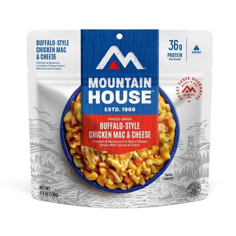 Mountain House Buffalo Style Chicken Mac & Cheese | Freeze Dried Backpacking & Camping Food | 2-Servings