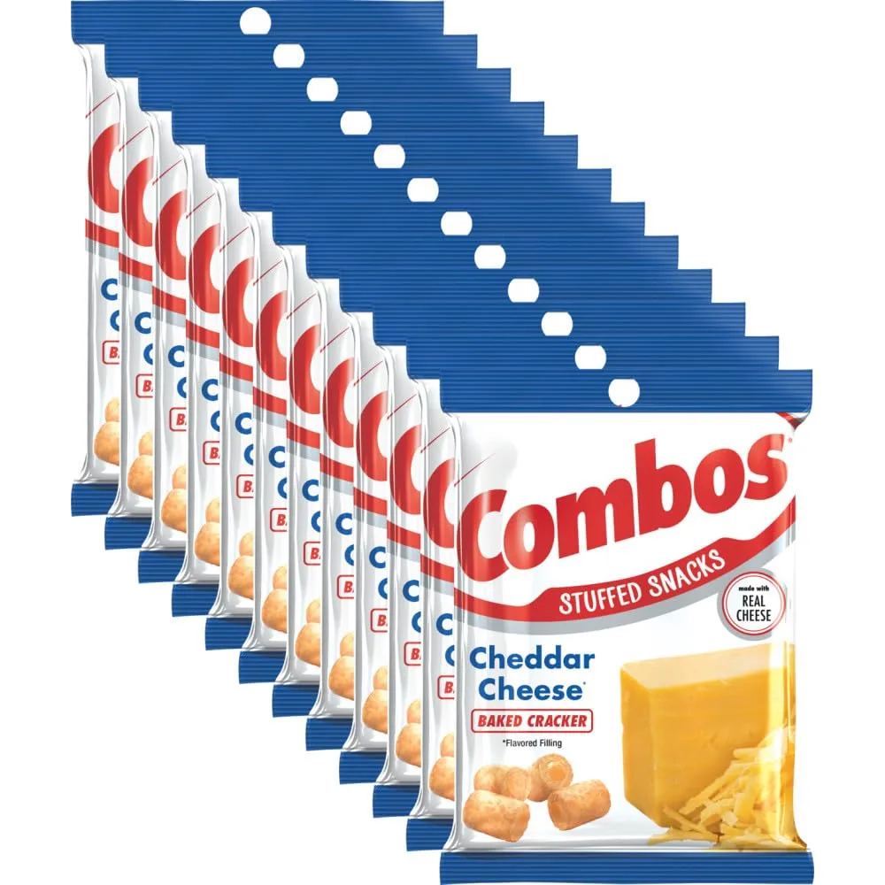 COMBOS Cheddar Cheese Cracker Baked Snacks 6.3-Ounce Bag (Pack of 12)