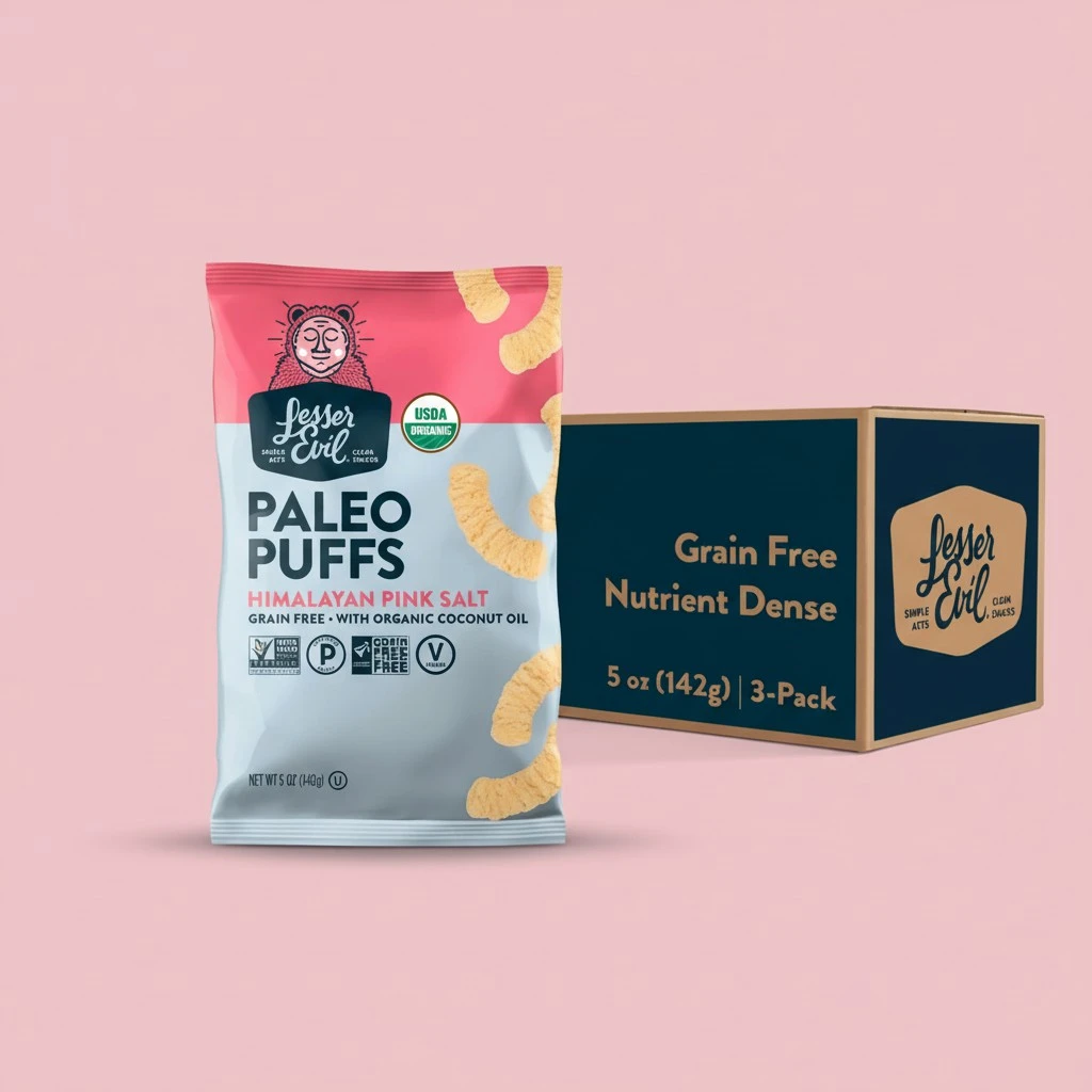 LesserEvil Himalayan Pink Salt Organic Paleo Puffs, Grain Free, Vegan, Minimally Processed, No Vegetable Oil, 5 Oz, Pack of 3