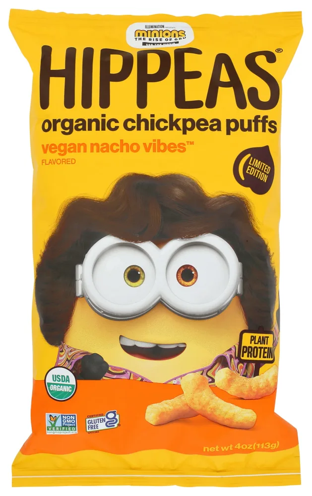 HIPPEAS Organic Chickpea Puffs Nacho Vibes, 4 ounce, Vegan, Gluten-Free, Crunchy, Protein Snacks