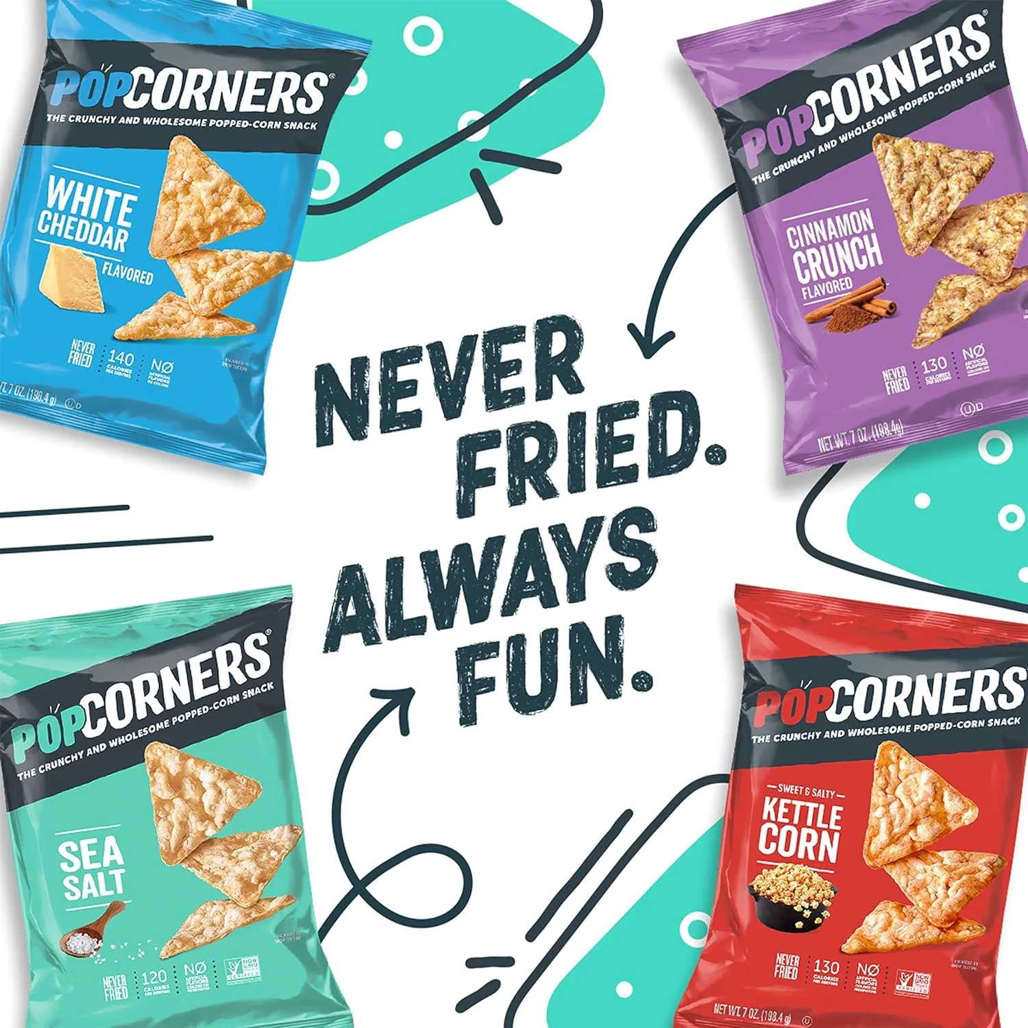PopCorners Popped Corn Snacks, Sea Salt, 1 Ounce (Pack of 20) (Packaging May Vary)