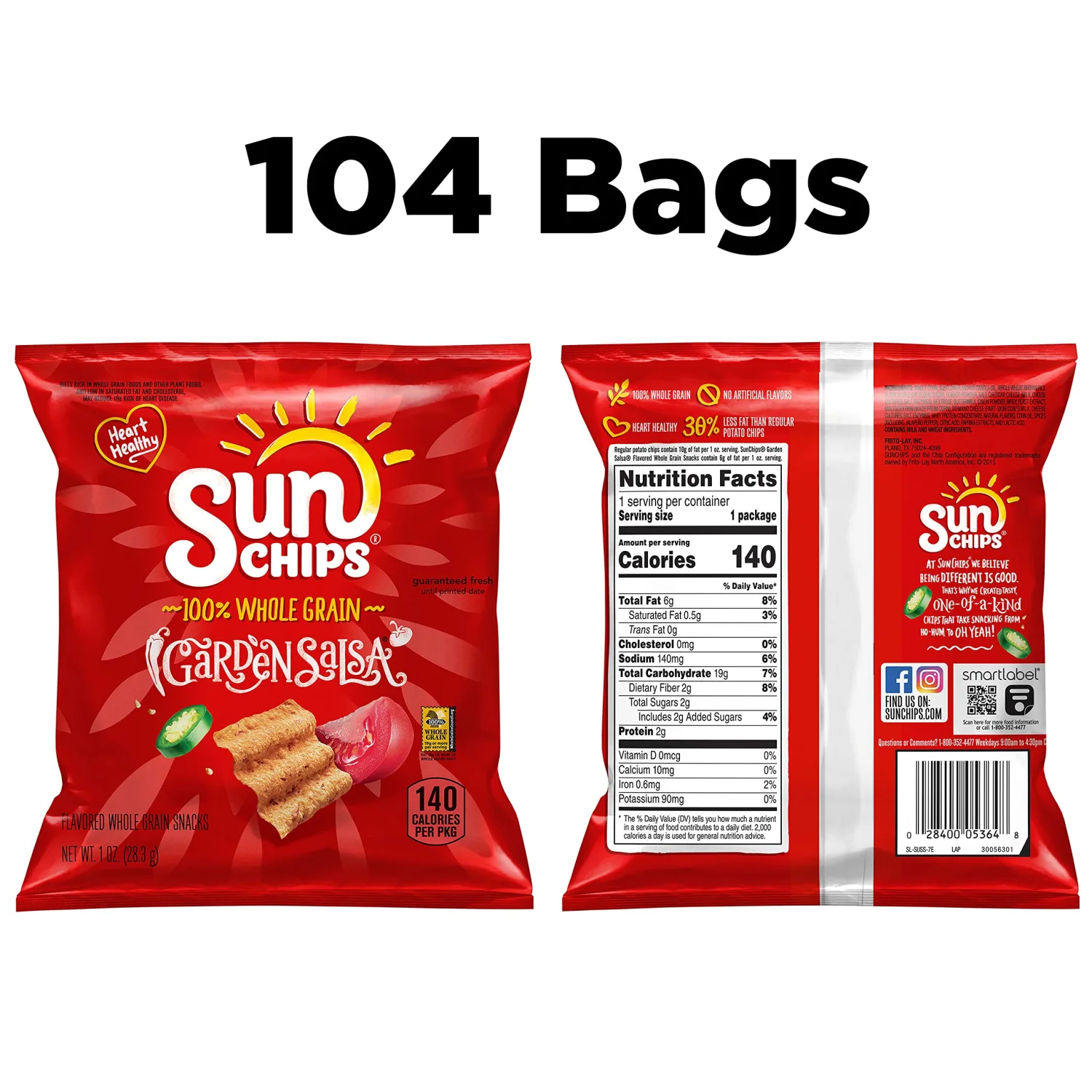 SunChips Multigrain Snacks, Garden Salsa, 1 Ounce (Pack of 104)