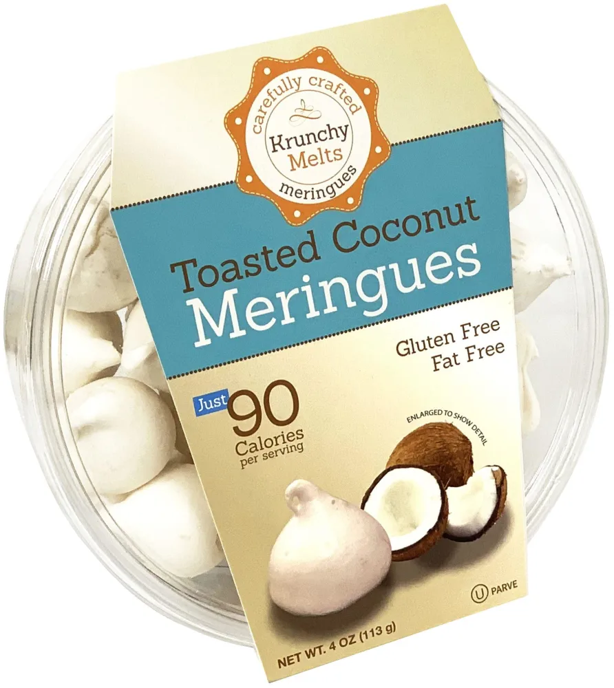 Krunchy Melts Original Meringue Cookies | Toasted Coconut | Only 90 Calories Per Serving | Fat Free, Gluten Free, Dairy Free (4 Oz)