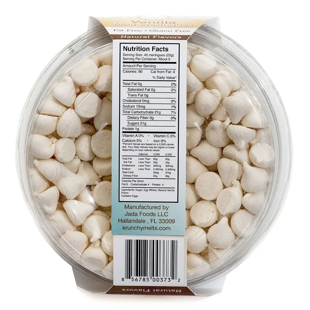 Krunchy Melts Original Meringue Cookies | Vanilla Minis Flavor | Only 90 Calories Per Serving | Fat Free, Gluten Free, Dairy Free (4 Oz)