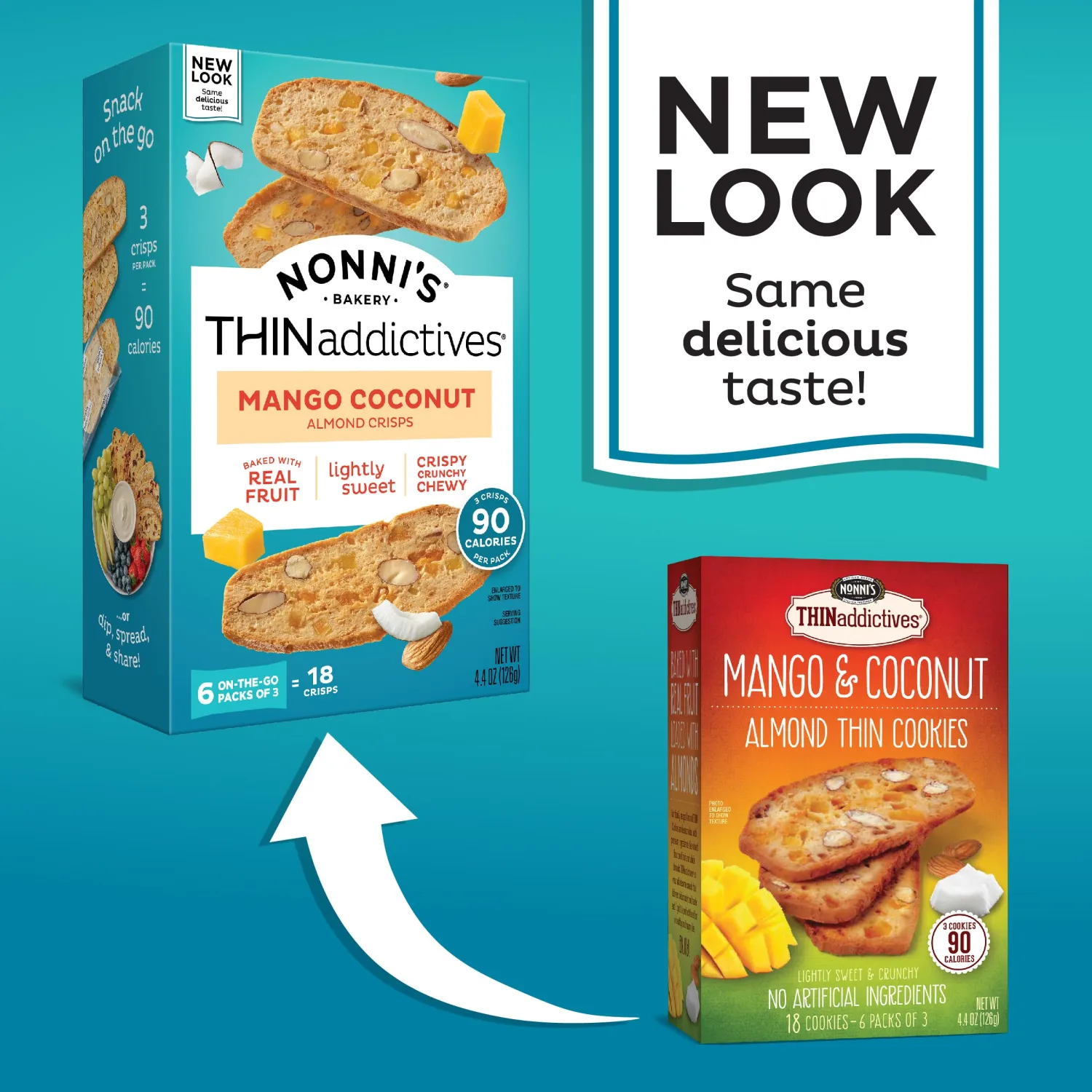 Nonni's THINaddictives Almond Thin Cookies - 6 Boxes Mango & Coconut Almond Cookies - Sweet Crunchy & Chewy Almond Cookie Thins - Biscotti Individually Wrapped Cookies - Kosher Coffee Cookies - 4.4 oz