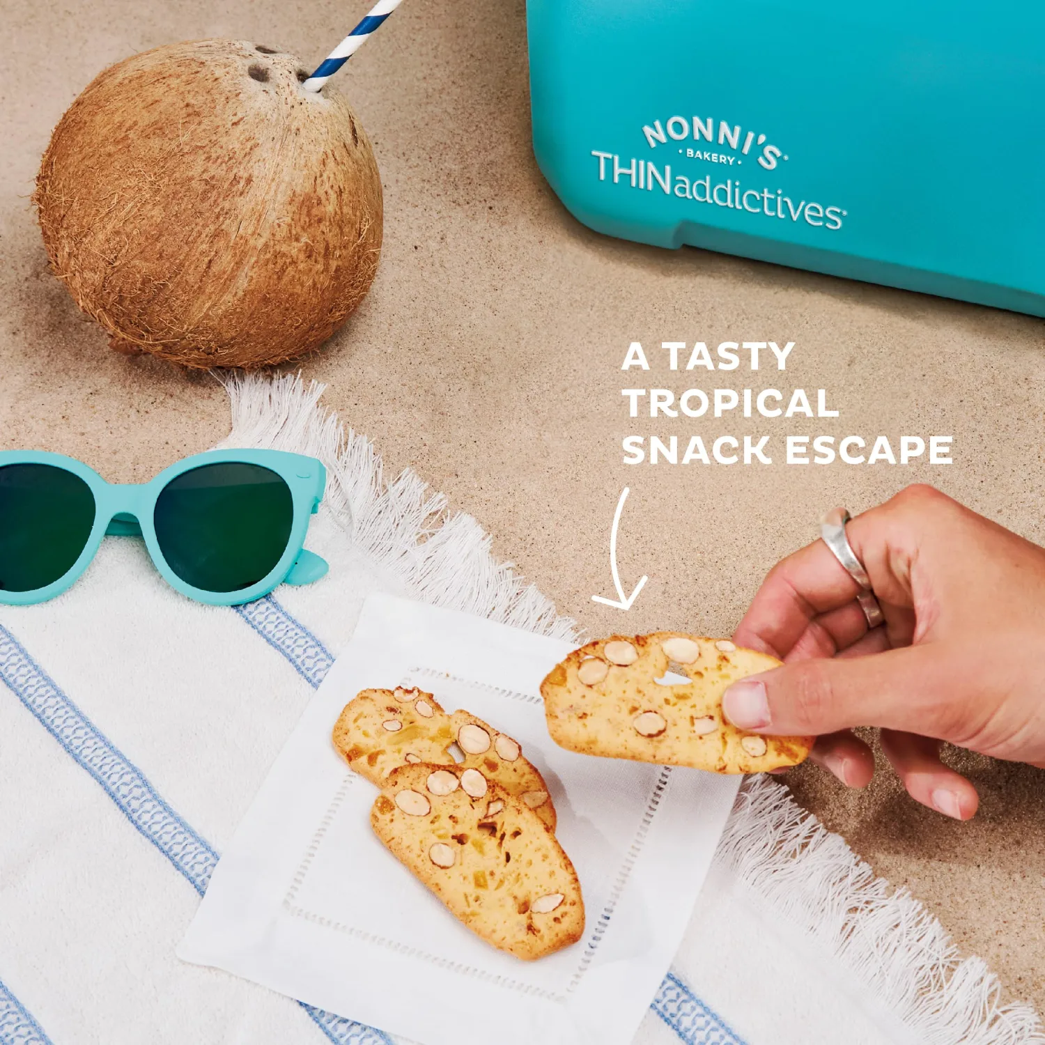 Nonni's THINaddictives Almond Thin Cookies - 6 Boxes Mango & Coconut Almond Cookies - Sweet Crunchy & Chewy Almond Cookie Thins - Biscotti Individually Wrapped Cookies - Kosher Coffee Cookies - 4.4 oz