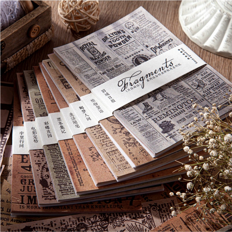 Material Paper Fragment Broken Words Retro Decorative Stickers