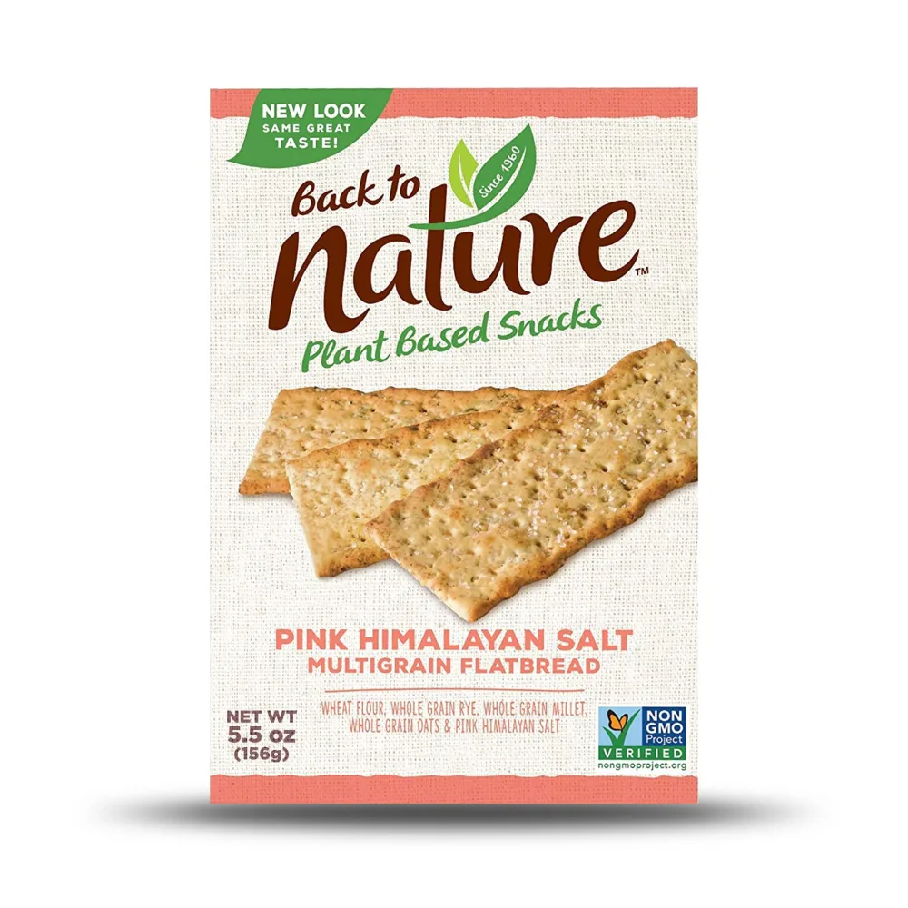 Back to Nature Pink Himalayan Salt Multigrain Flatbread Crackers - Dairy Free, Non-GMO, Made with Wheat Flour & Whole Grains, Delicious & Quality Snacks, 5.5 Ounce