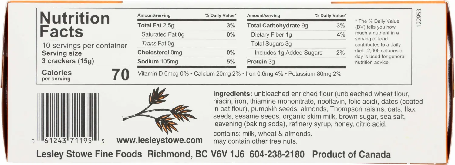 Raincoast Crisps Salty Date and Almond Crackers, 5.3 Ounce