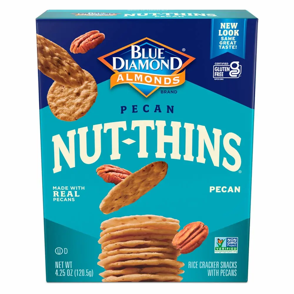 Blue Diamond Almonds, Pecan Thins Gluten Free Cracker Crisps perfect for Snacking, 4.25 oz