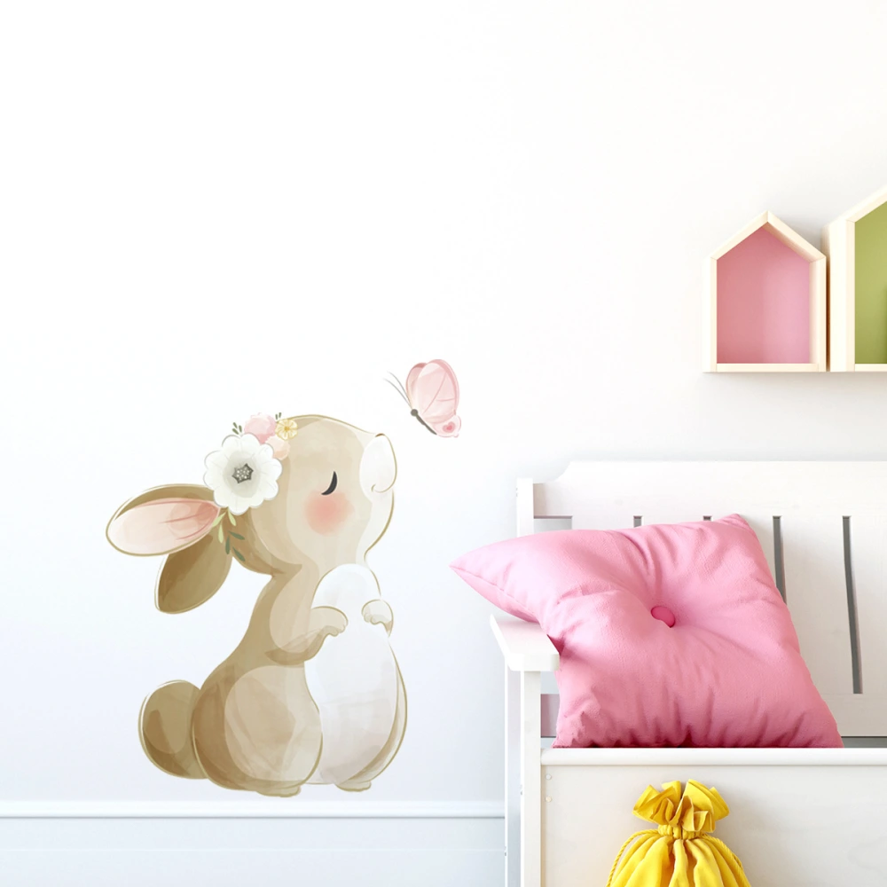 New Cartoon Rabbit Butterfly Living Room Bedroom Background Wall Decoration Sticker