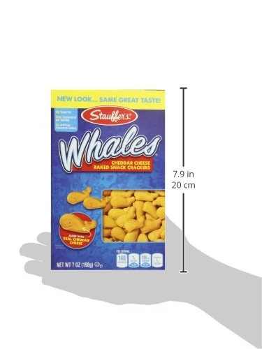Stauffer's Whales Snack Crackers, Baked Cheddar, 7 Ounce