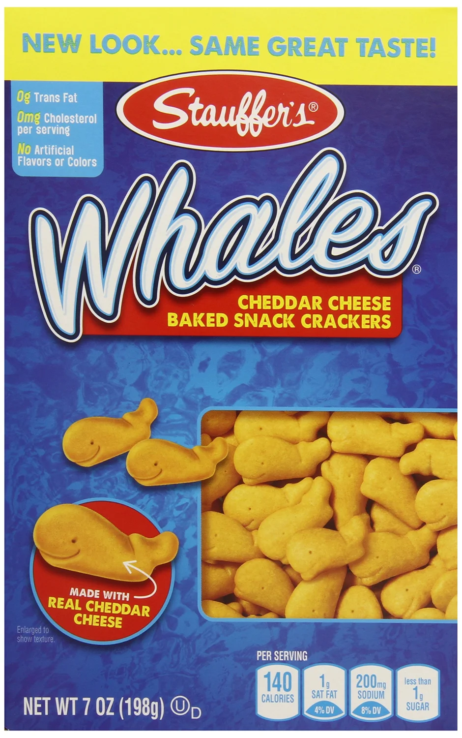 Stauffer's Whales Snack Crackers, Baked Cheddar, 7 Ounce