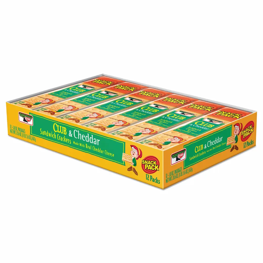 Sandwich Cracker, Club & Cheddar, 8 Cracker Snack Pack, 12/Box