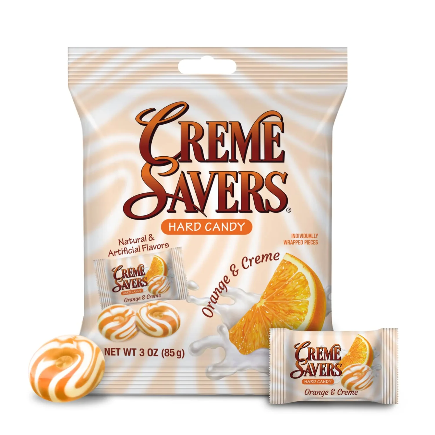 One Orange and Creme, Strawberry and Creme 3oz Bundle | The Original Classic Creme Savers Featuring the Taste of Fresh Fruit and Cream