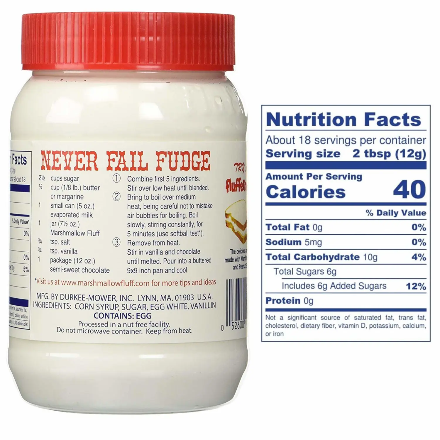 Marshmallow Fluff | Traditional Marshmallow Spread and Cr譥 | Gluten Free, No Fat or Cholesterol (Regular - Classic, 7.5 Ounce (Pack of 1))