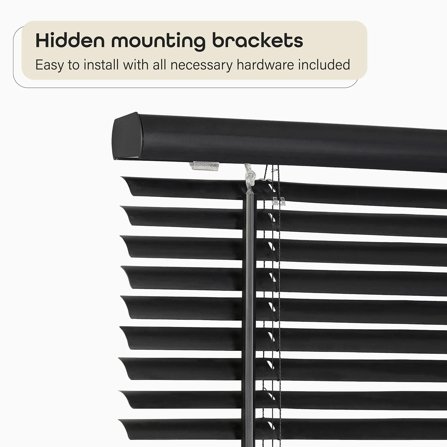 Cordless Light Filtering Mini Blind - 34 Inch Width, 64 Inch Length, 1" Slat Size - Black - Cordless GII Morningstar Horizontal Windows Blinds for Interior by Achim Home Decor