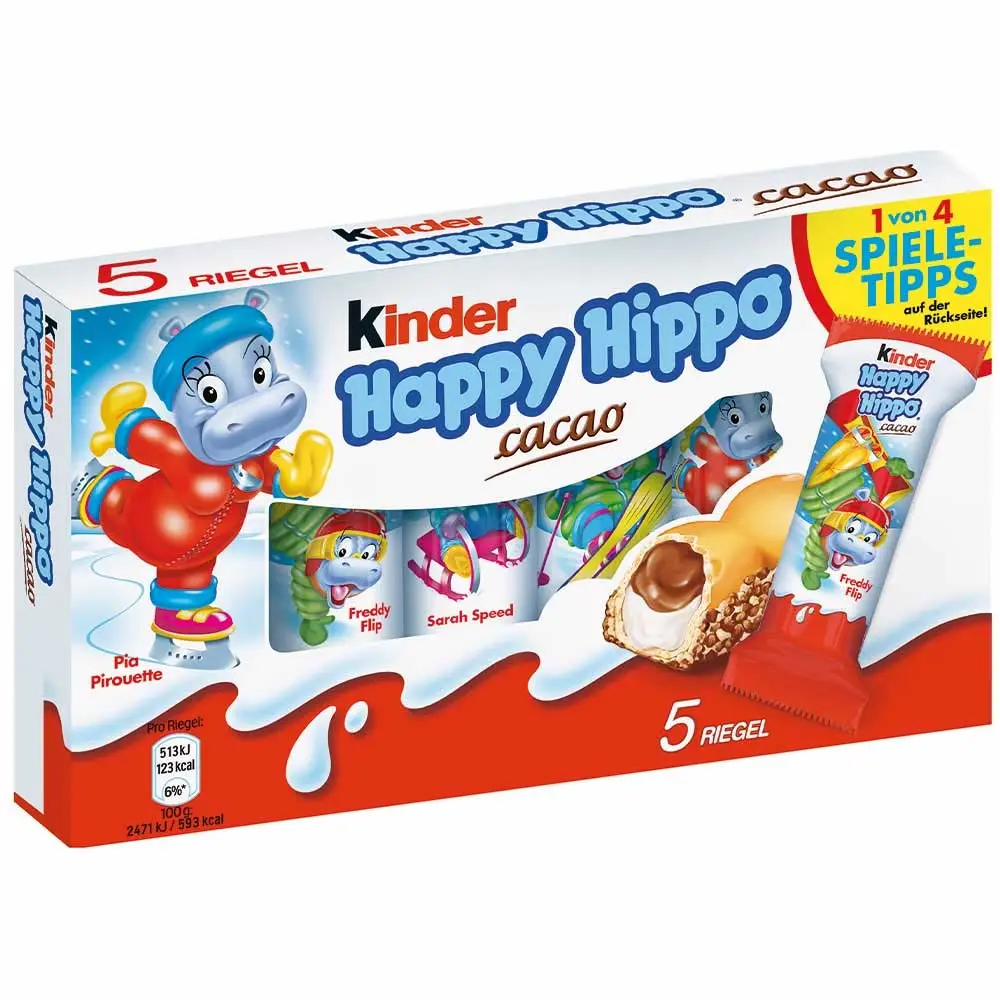 Kinder "Happy Hippo" Cocoa Cream Biscuits : Pack of 5 Biscuits