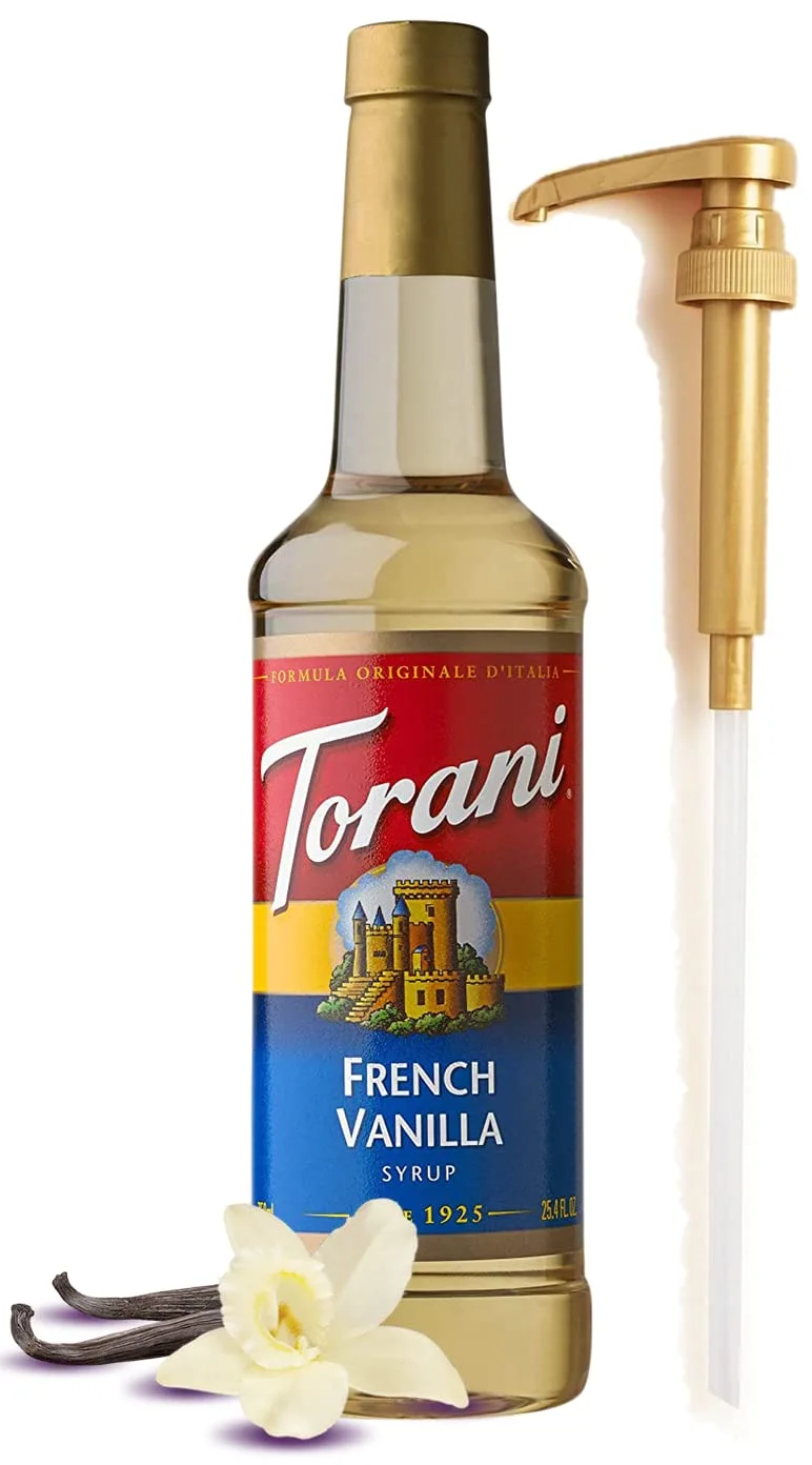 French Vanilla Syrup for Coffee 25.4 Ounces for French Vanilla Flavored Coffee Syrup with Fresh Finest Syrup Pump Dispenser