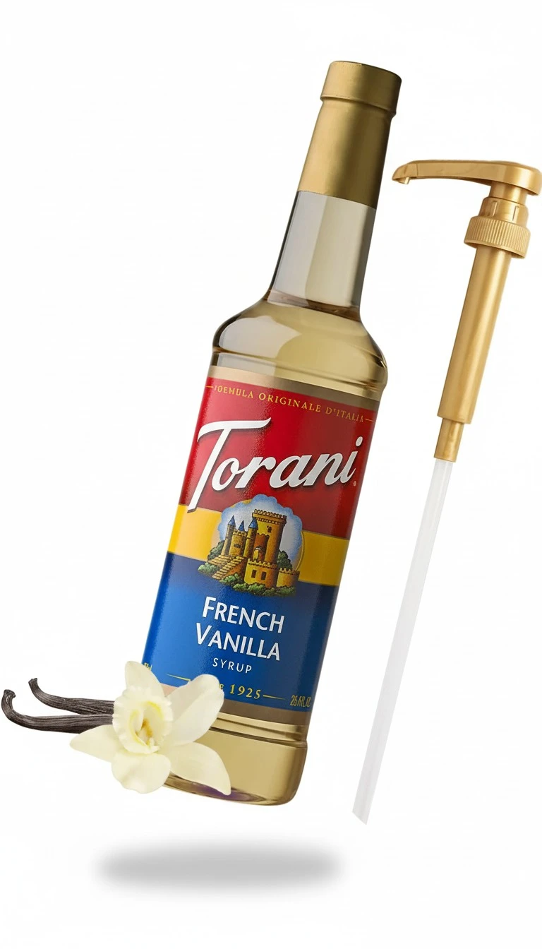 French Vanilla Syrup for Coffee 25.4 Ounces for French Vanilla Flavored Coffee Syrup with Fresh Finest Syrup Pump Dispenser