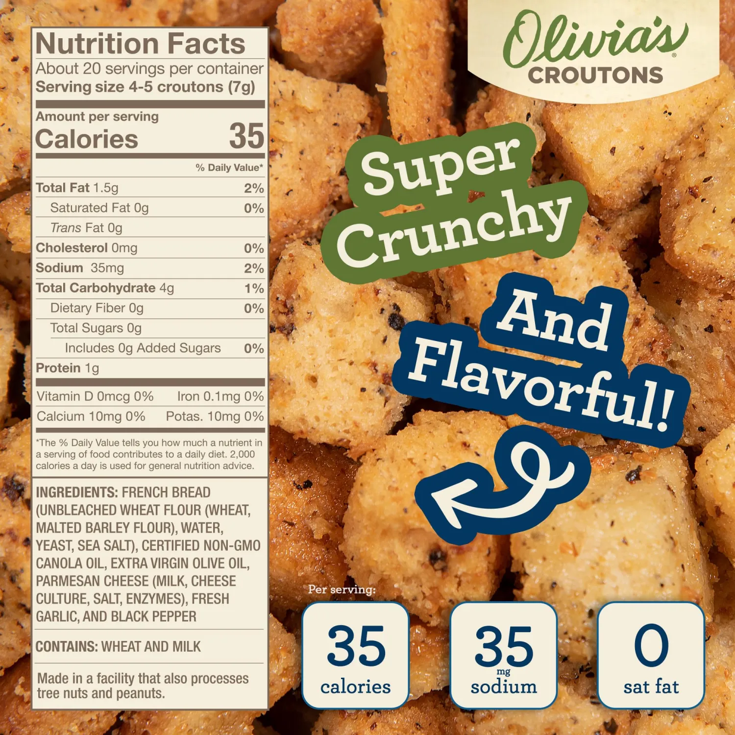 Croutons For Caesar Salad − Olivia’s Croutons Parmesan Pepper Croutons − Gourmet Salad Toppers and Soup Croutons From A Family-Run Bakery − 4 Pack of 5 Oz Boxes (20 Ounces Total), Made In USA