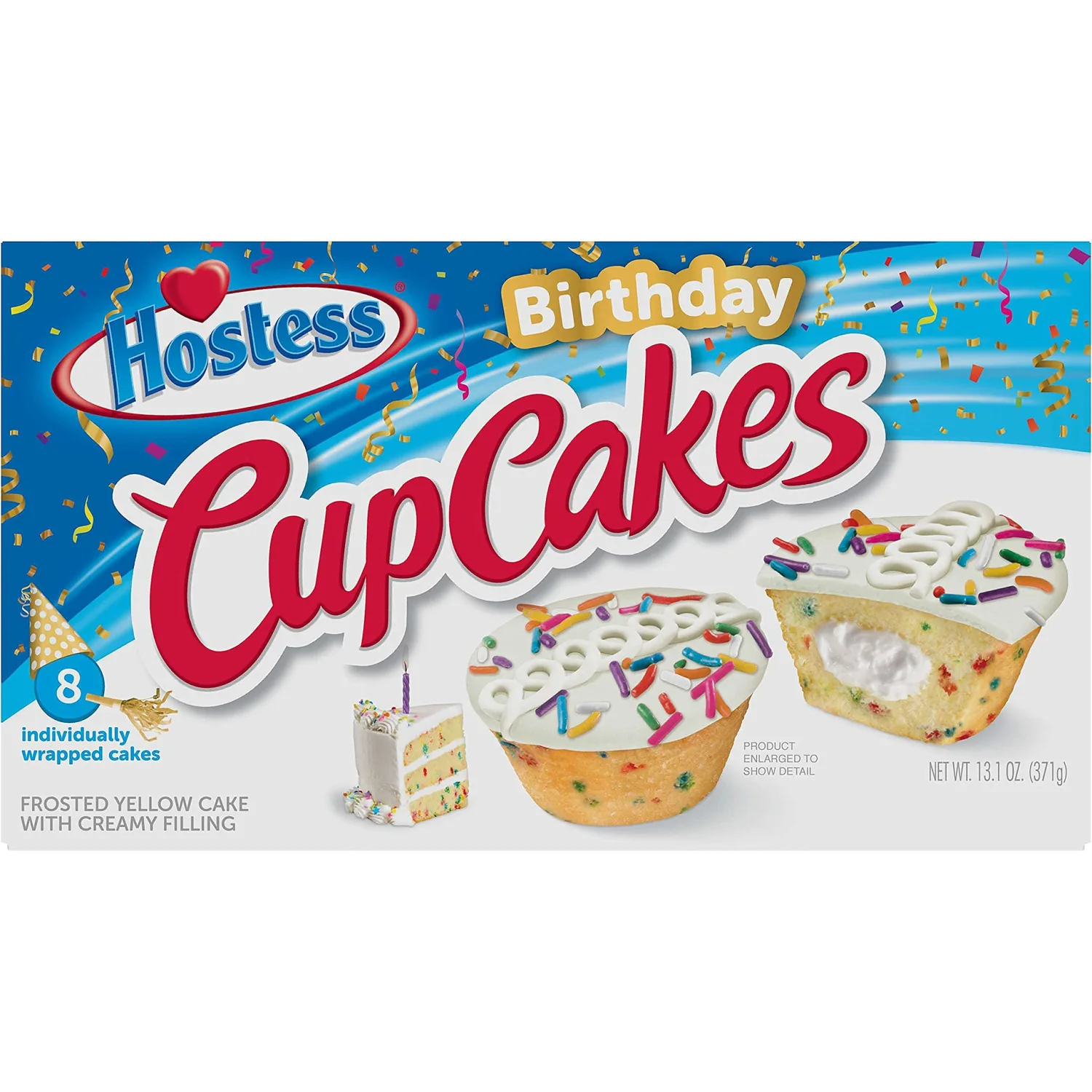 Hostess Birthday Cupcakes | 8 Count | 13.1 Oz | Pack of 2,8 Count (Pack of 2)