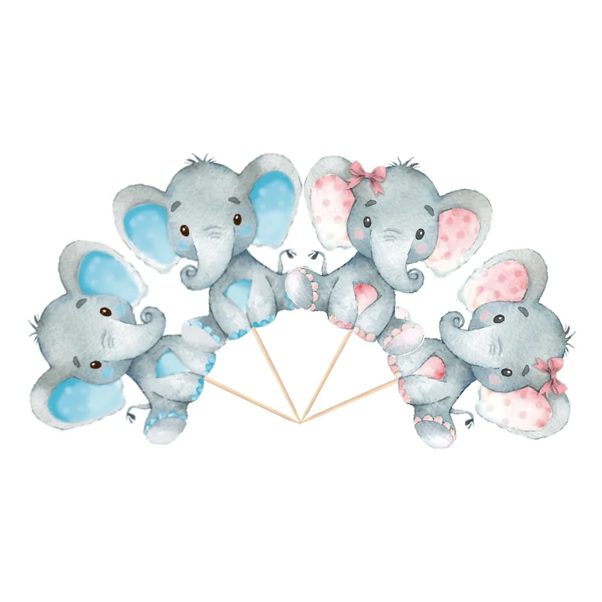 Elephant Boy or Girl Cupcake Topper Baby Shower Perfect for Kids 1st Birthday Gender Reveal Party Decorating Supplies Cake Table Photo Booth Studio Props