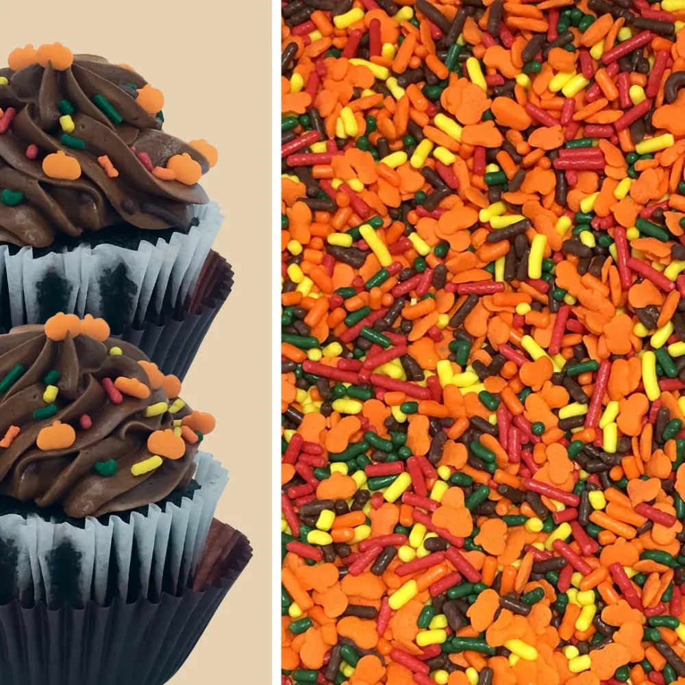 Thanksgiving Autumn Fall Cake Confetti Sprinkles Cake Cookie Cupcake Ice Cream Donut Jimmies Quins - 4oz (Fall Harvest)