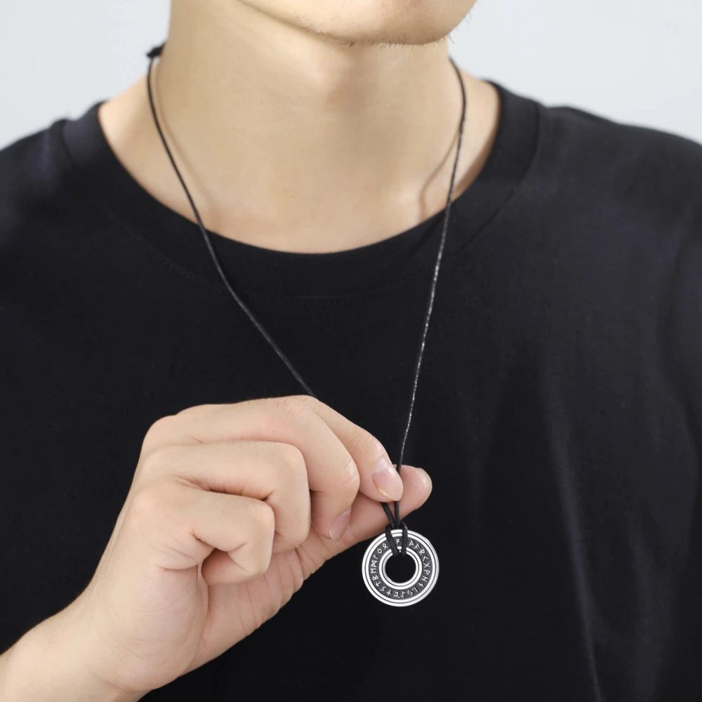 Asgard Crafted Circular Horn Rune Pendant Chain