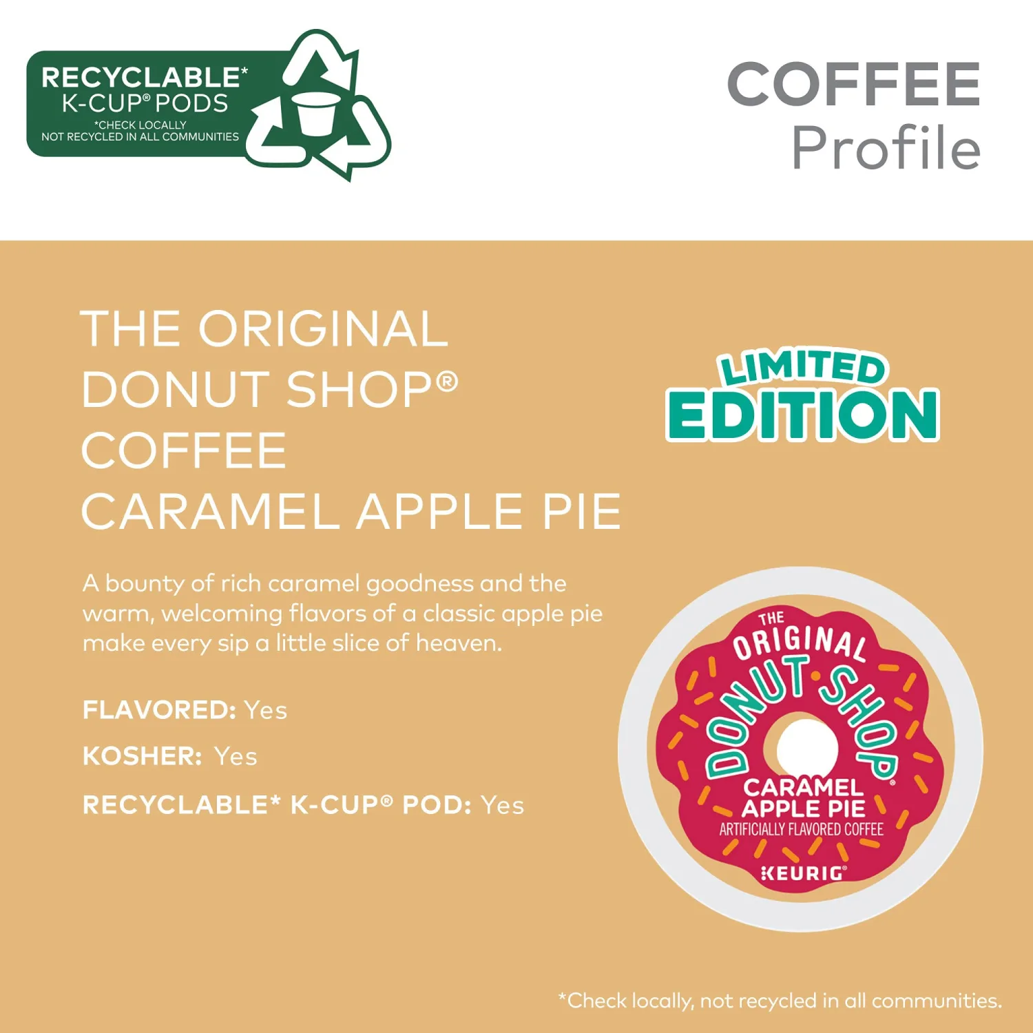 The Original Donut Shop Caramel Apple Pie Coffee, Keurig K-Cup Pod, Light Roast, 96 Count