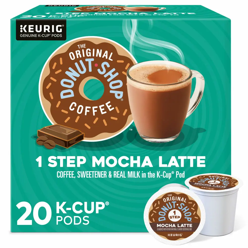 The Original Donut Shop Mocha One-Step Latte, Single Serve Coffee K-Cup Pod, Flavored Coffee, 20 Count