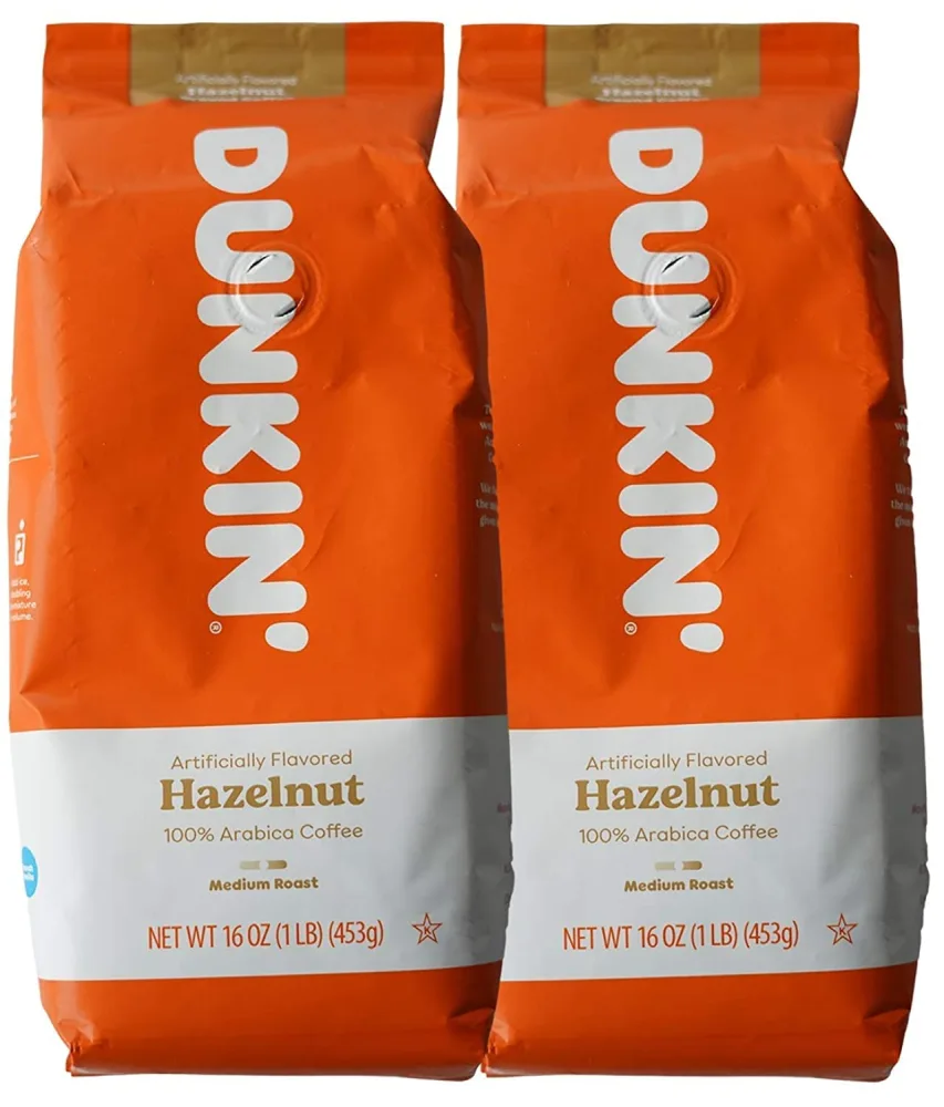 Dunkin' Donuts Ground Coffee 1 LB. Bag Multi Pack (Hazelnut, Two Pack)